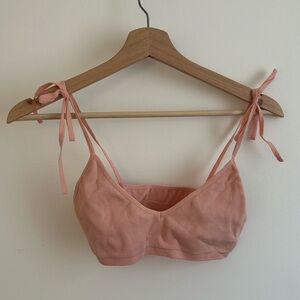 Forever 21 Blush Pink Ribbed Tie-Strap Bralette